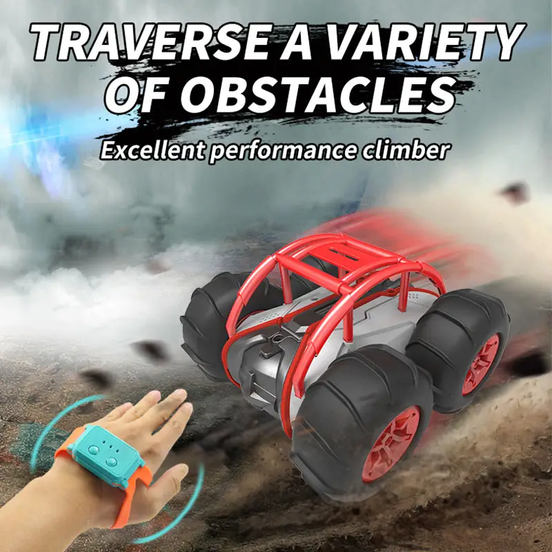 2.4 GHz Waterproof Remote Control Mini RC Stunt Cars 4WD All-Terrain Amphibious Vehicle Made of Durable Metal