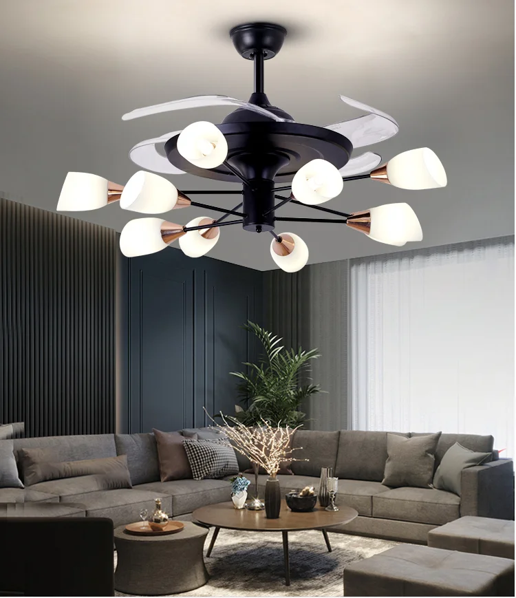 LED Ceiling Fan Light 2 in 1 E27 Vintage Home Decor Lamp 12W 24W Kitchen Dining Room Restaurant Night Market Toilet AC 12V 220V