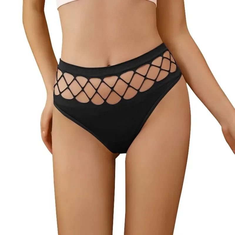 Sexy Hollow Out Thongs Women's High Waist G-String Panties in
