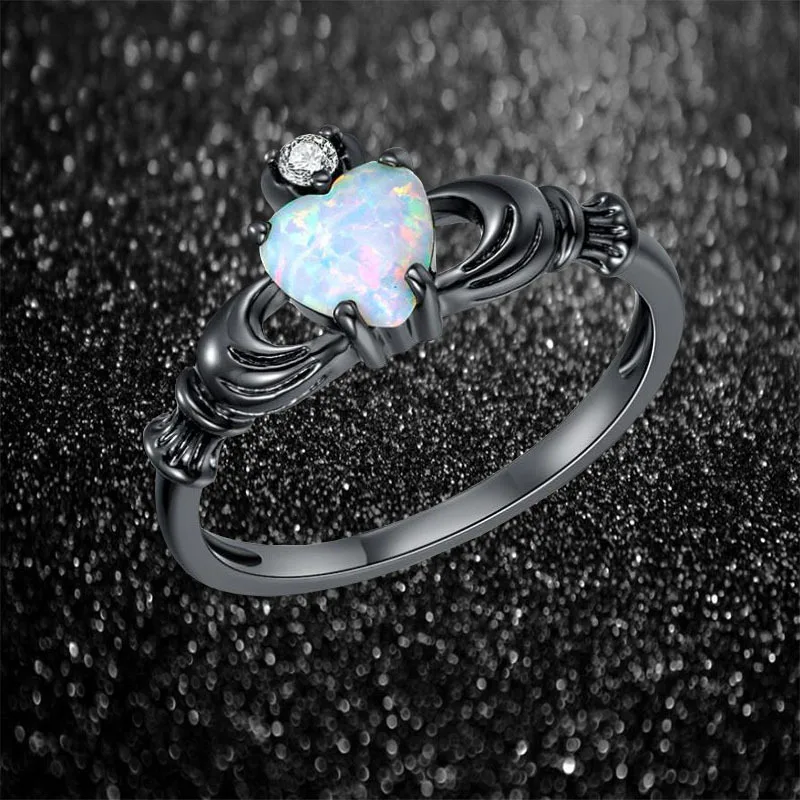 Ring with hands sale heart and crown