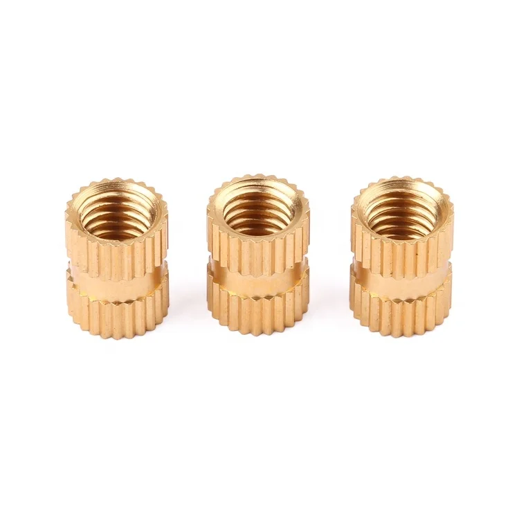 China wholesale custom injection molded female brass knurled insert metal threaded brass inserts nuts for plastic