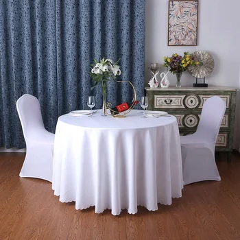 Round White Polyester Cotton Banquet Wedding Linen Hotel Table Cloth Tablecloth For Hotels