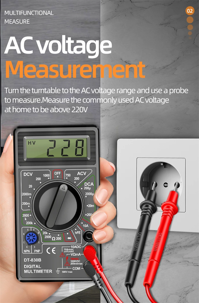 Dt-830b Ac Dc Lcd Ohmmeter Digital Multimeter, Ammeter, Ohm Meter