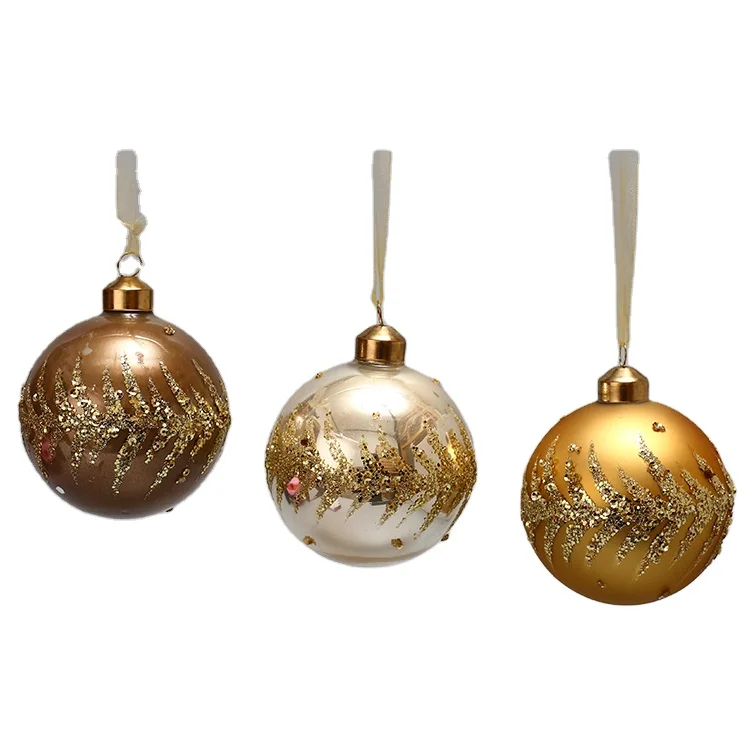 Gold Hanging Tree Decoration Christmas Globe Glass Ball Sequins - Buy ...