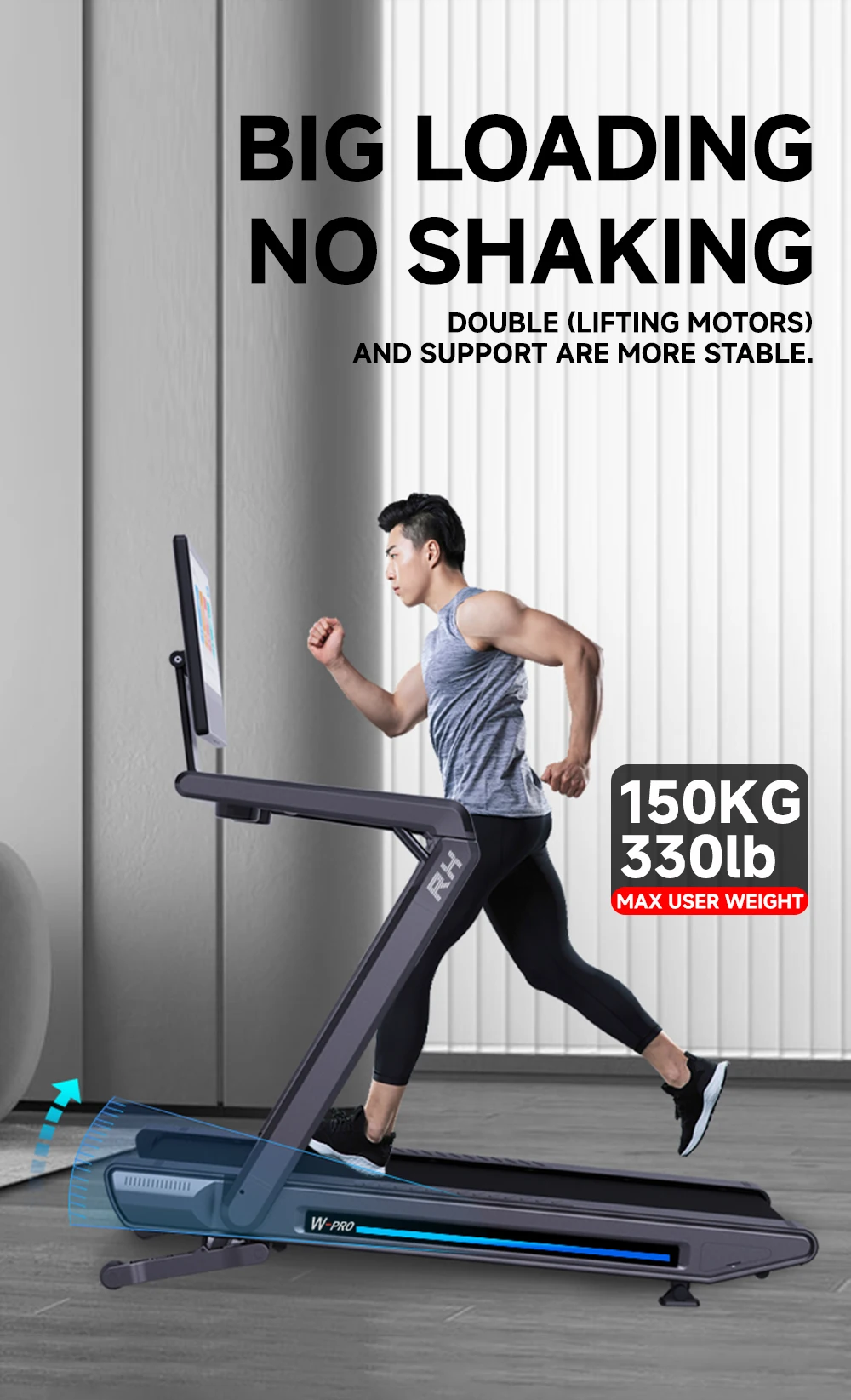 RH Adjustable Speed Cardio Training Treadmill Portable Running Treadmill Walking Jogging Machine for Home