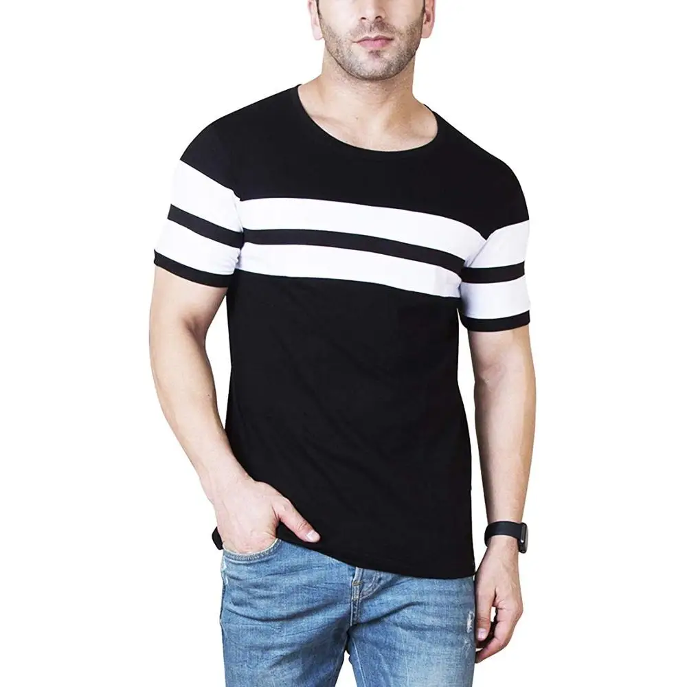 Wholesale Men S 100 Cotton T Shirt Black With White Strip Casual Round Neck Half Sleeve T Shirts Buy Men S Cotton T Shirt Black With White Strip T Shirt Men S Round Neck T Shirts Product On Alibaba Com