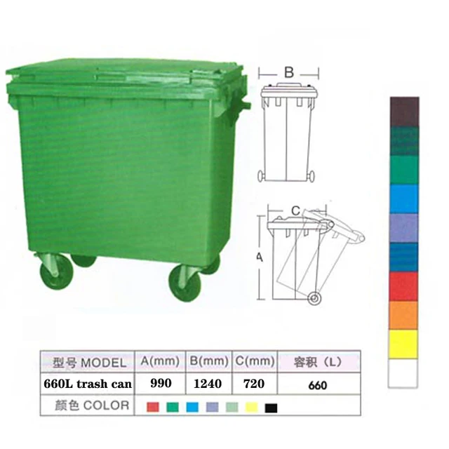 Large 660L Trash Cans For Hospital Use With Wheels For Easy Mobility And Customizable Colors And Logos
