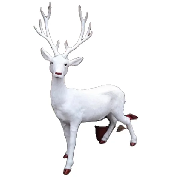 Rentier Figur Weihnachtsdekoration – Realistische Hirsch-Imitation Aus Kunststoff/Kunstwolle, Grau