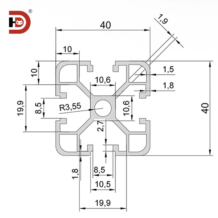 product 4040 black extruded aluminum profile 4040 equipment rack 20mm thick aluminum alloy profile-3