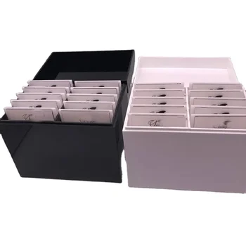 Wholesale Custom Unique Lashes Acrylic box private label 10 tiles white case lash storage box