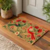 Folk-style double bird and flower - imitation coconut fiber floor mat