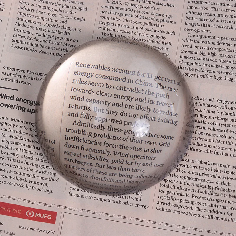 Crystal Glass Dome Magnifier Paperweight Glide Magnifying Sphere Lens