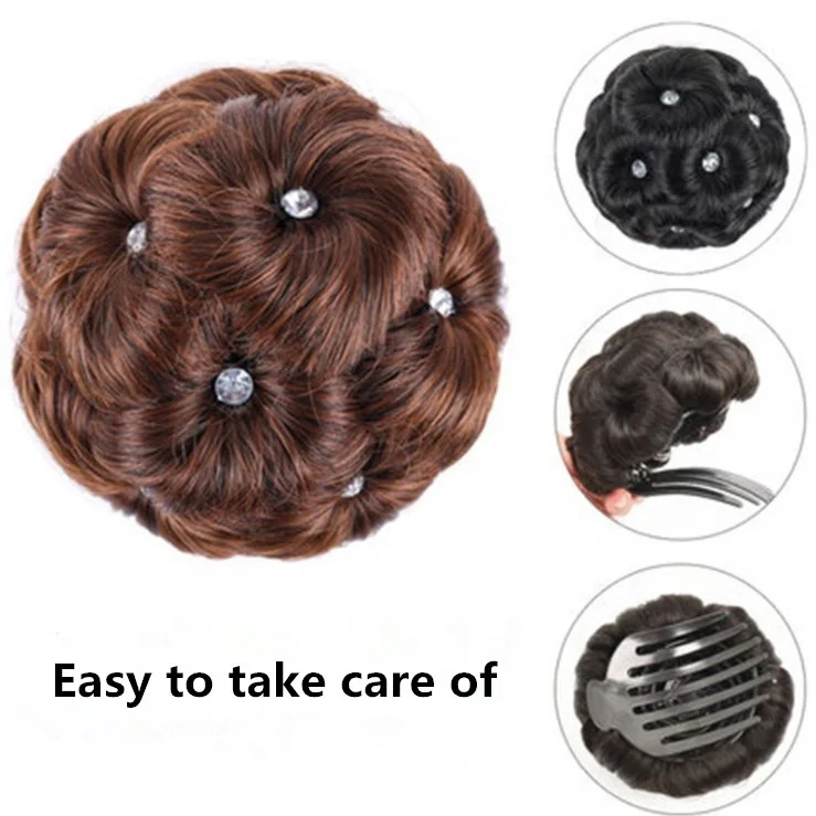 Оптовая продажа, шиньоны из синтетических кудрявых волос, густые черные нечистоплотные искусственные волосы, шиньоны с бриллиантами