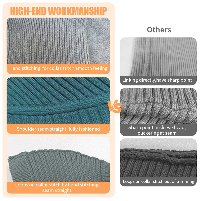 Custom Logo Design Oem Odm Turtleneck Striped Ribbed Men's 100% Wool Knitted Pullover Half Zip Sweater