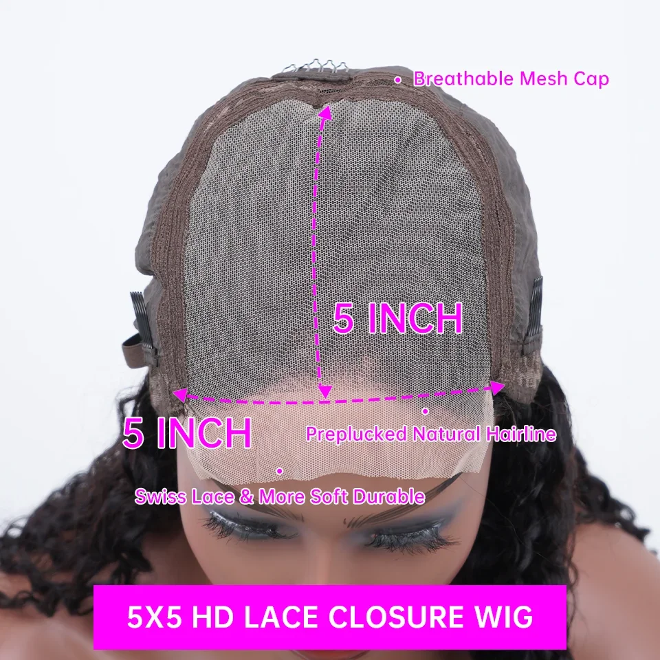 Parrucca frontale in pizzo con onde d'acqua biondo miele, capelli umani, 30 pollici, onda profonda sciolta frontale_voghion.com