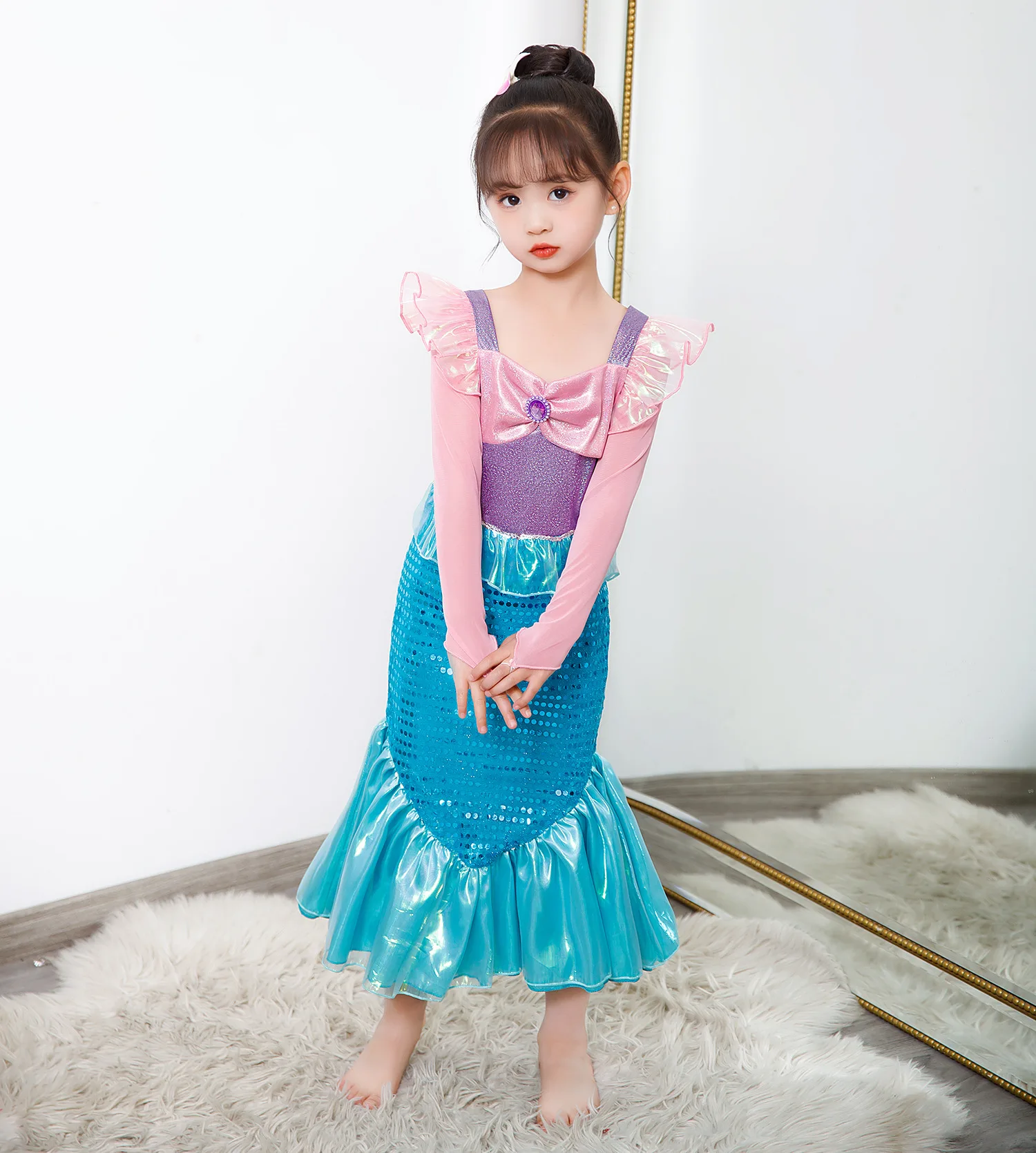 chinese dress ladies Mermaid Sequin Dress Emerald 7 Years main image 0