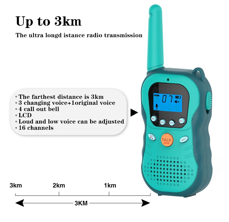 Children toys game mini portable wireless taki waki intelligent voice changing 3km long rang walkie talkie toys for kids