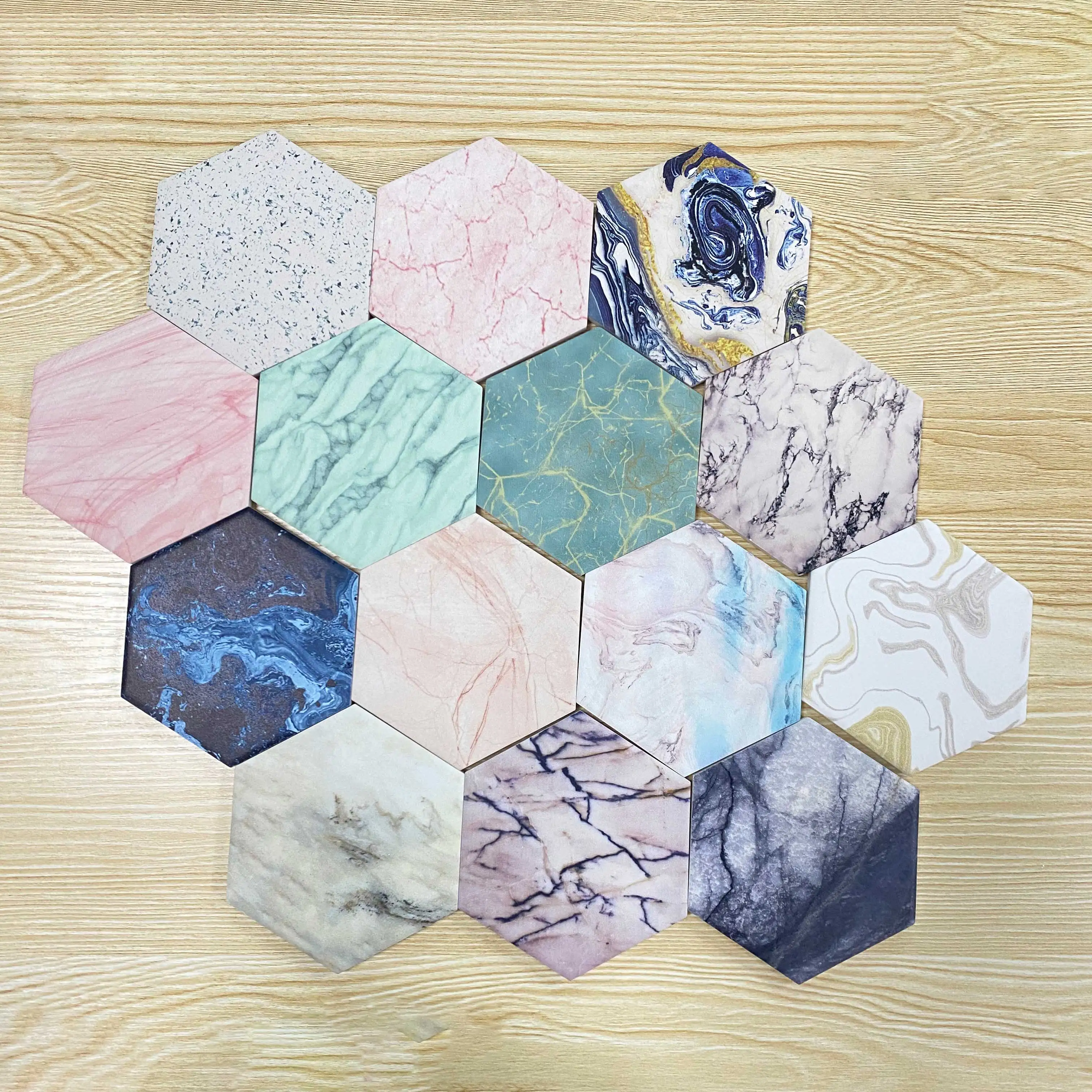 XS Ltd. Free Sample Custom Print Absorbent Beers Sandstone Hexagon Marble Ceramic Coasters