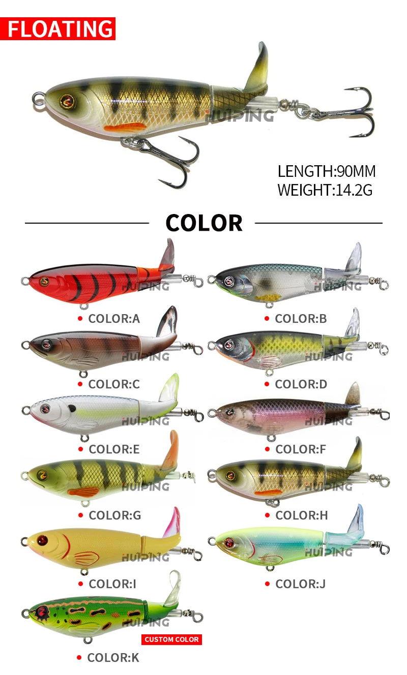 Rotating Tail Artificial Bait 90mm 15g Flexible Whopper Plopper Hard