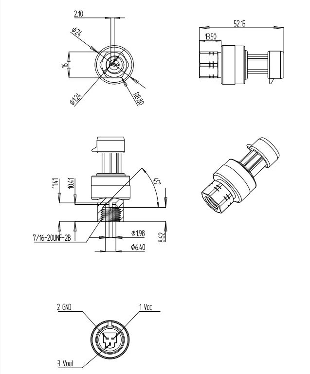 WNK Refrigerant Pressure Sensor Transducer Transmitter 0.5-4.5V for HVAC System WNK Refrigerant Pressure Sensor Transducer Transmitter 0.5-4.5V for HVAC System