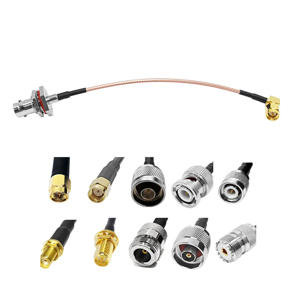 Manufacturer Cable Sma Connector Male Right Angle to BNC Female Bulkhead for RG179 Jumper Coaxial Cable Assembly