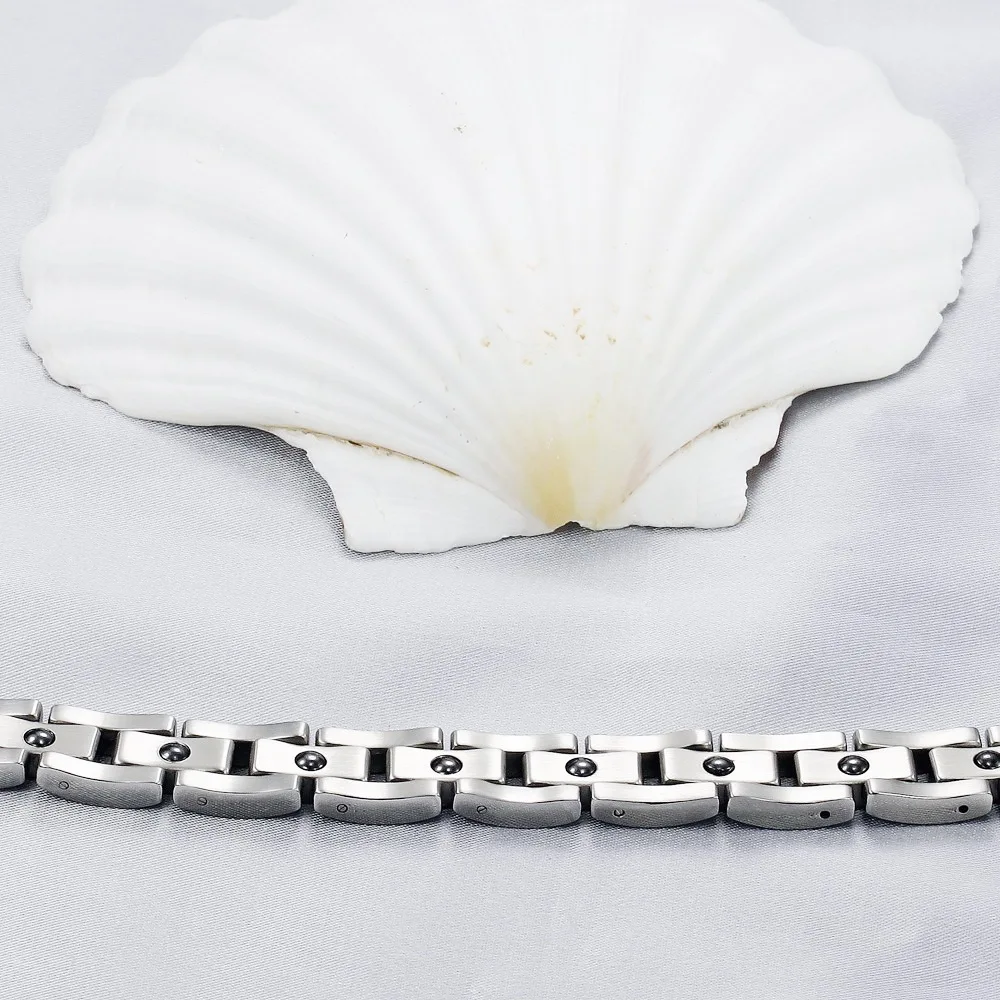 Durable Health Benefits Germanium Quantum Scalar Energy Mens Magnetic Therapy Stainless Steel Bracelet for Men Wristband