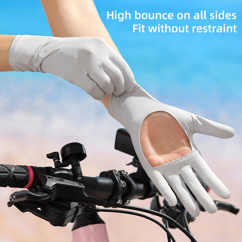 Sunscreen Gloves Ice Silk Summer UV Protection | Breathable Thin Non-Slip Outdoor Driving & Cycling Gloves With Touchscreen Finger Openings | Lightweight UPF Sun Block | 1 Pair | Fits 3.3-3.9" Palm - Foto 8