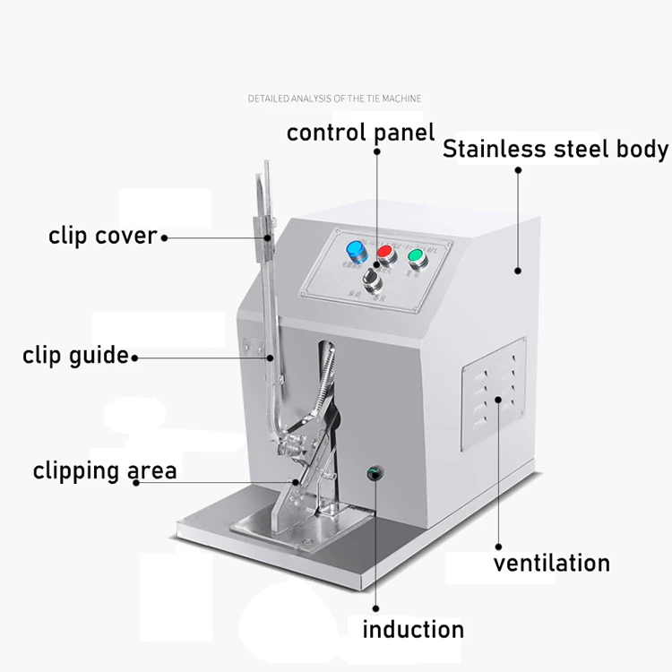 U-Shape Button Ham Sealing Manual Electric Sausage Casing Clipper Clipping Machine Tying Aluminum Clips