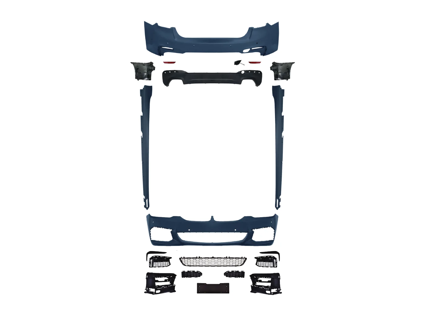 MT Style G30 5 Series 2018-2020 Upgrade M-Tech Style Body Kit Front Rear Bumper Diffuser Side Skirt Set for BMW