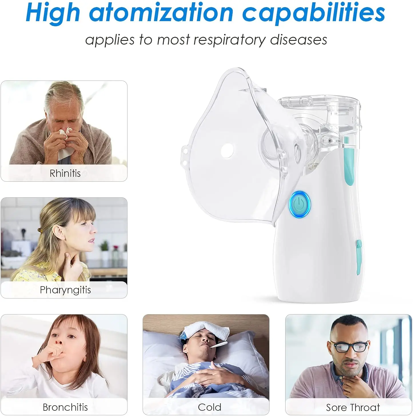 Medical Grade Asthma Nebulizers Machine Silent Handheld Battery Child ...