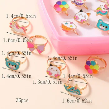 36 Piezas Anillos De Joya Para Niña Pequeña En Caja | Cuotas sin interés