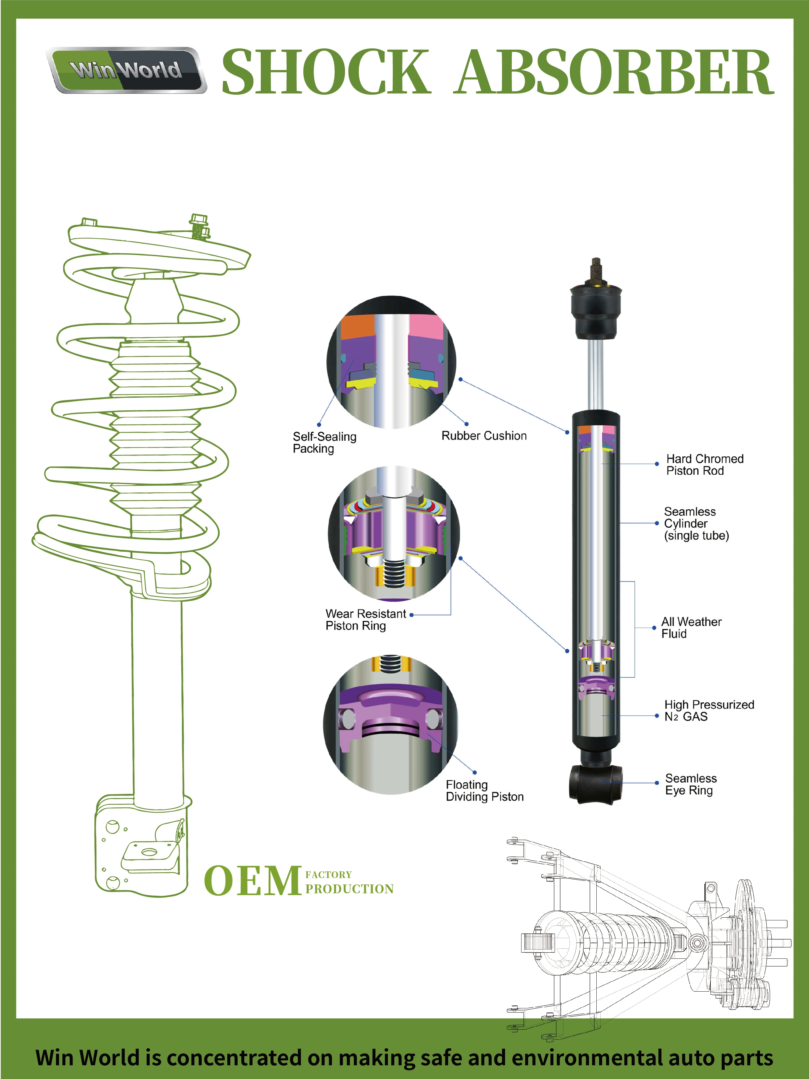 Front Rear Left Right Shock Absorber for Toyota Passo Probox Corolla Fielder Wish 1.8 2.0 Prado Alphard