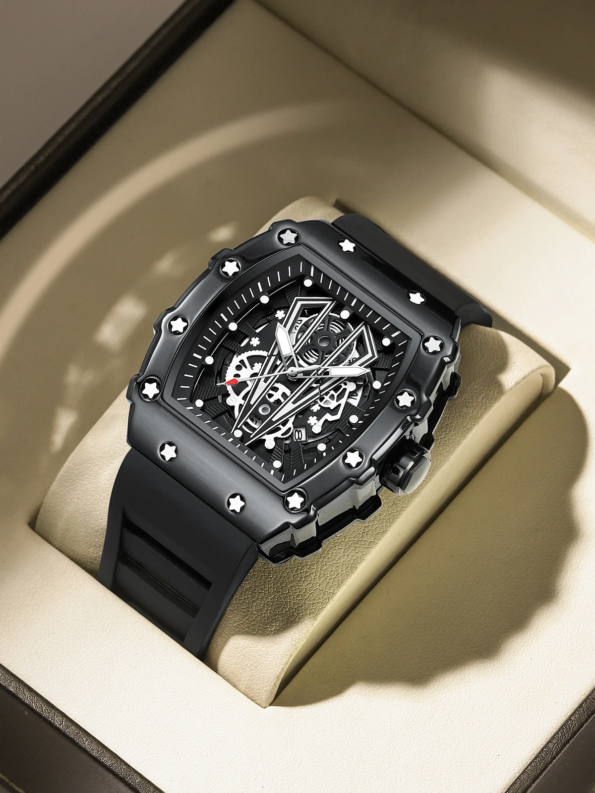 POEDAGAR 995 Brand New High Quality Ready to Ship Fancy Design Factory Wholesale Promotional Men Quartz Watches Silicone Strap