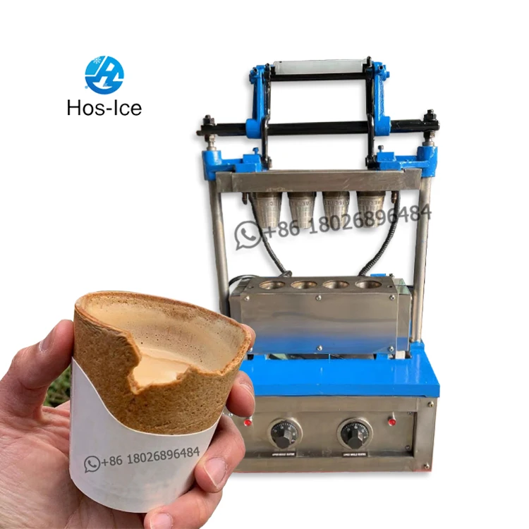 Semi Automatic Chocolate Coating Pizza Cone Edible Coffee Cup Making Machine Edible Biscuit Tea Cup