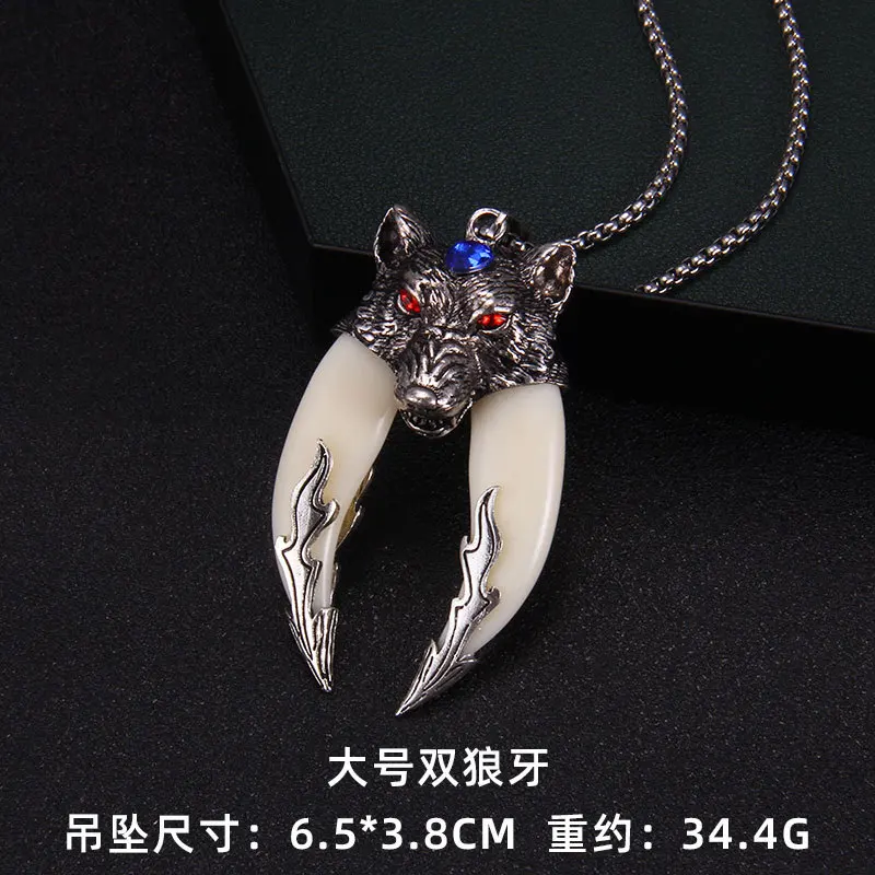 HAQUIL Viking Wolf Tooth Necklace - Stainless Steel Pendant With Box Chain For Men