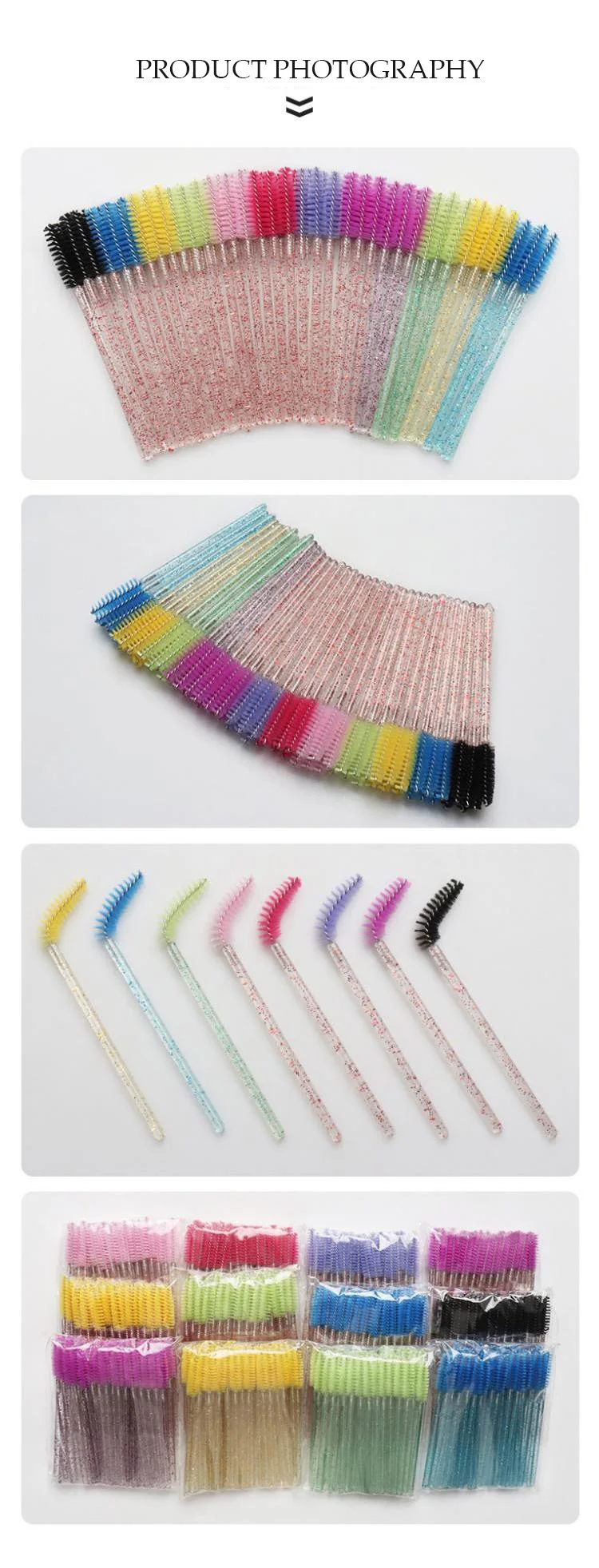 Cheap Factory Pink Glitter Mascara Eyelash Spoolies Brushes Lash Brush