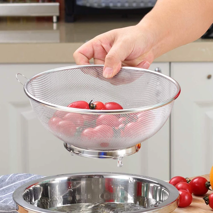 Set di 1 cestello scolapasta in acciaio inox per lavare verdure