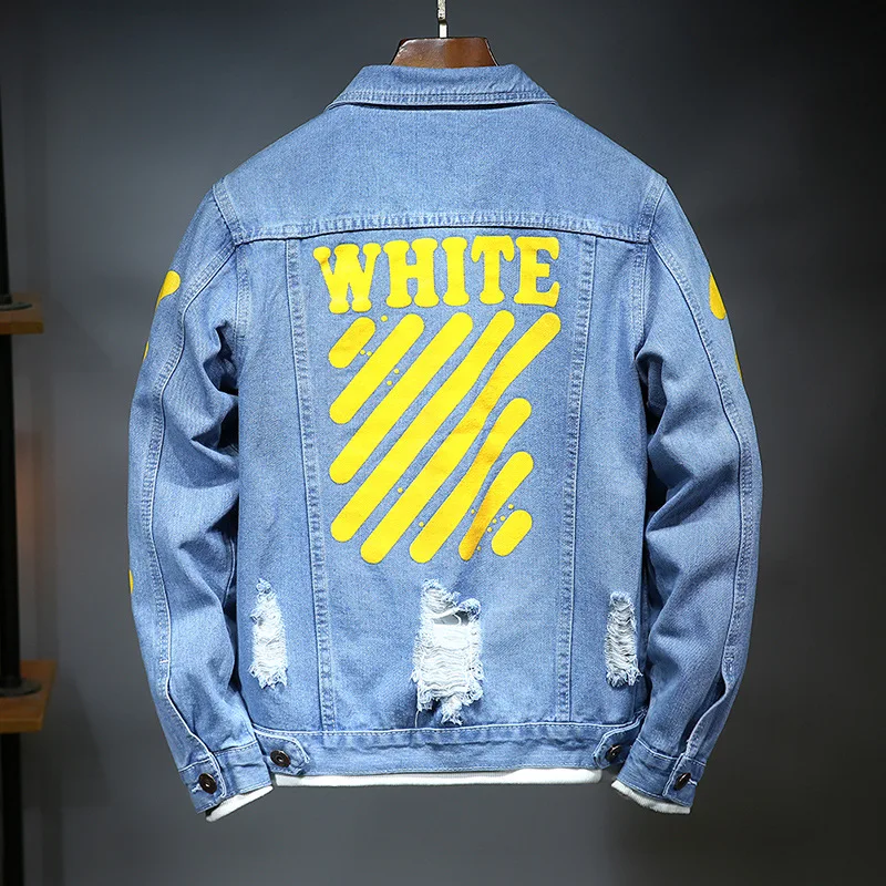 Custom Fashion Print Cotton Jean Jacket Designed Mens Denim Jacket Men