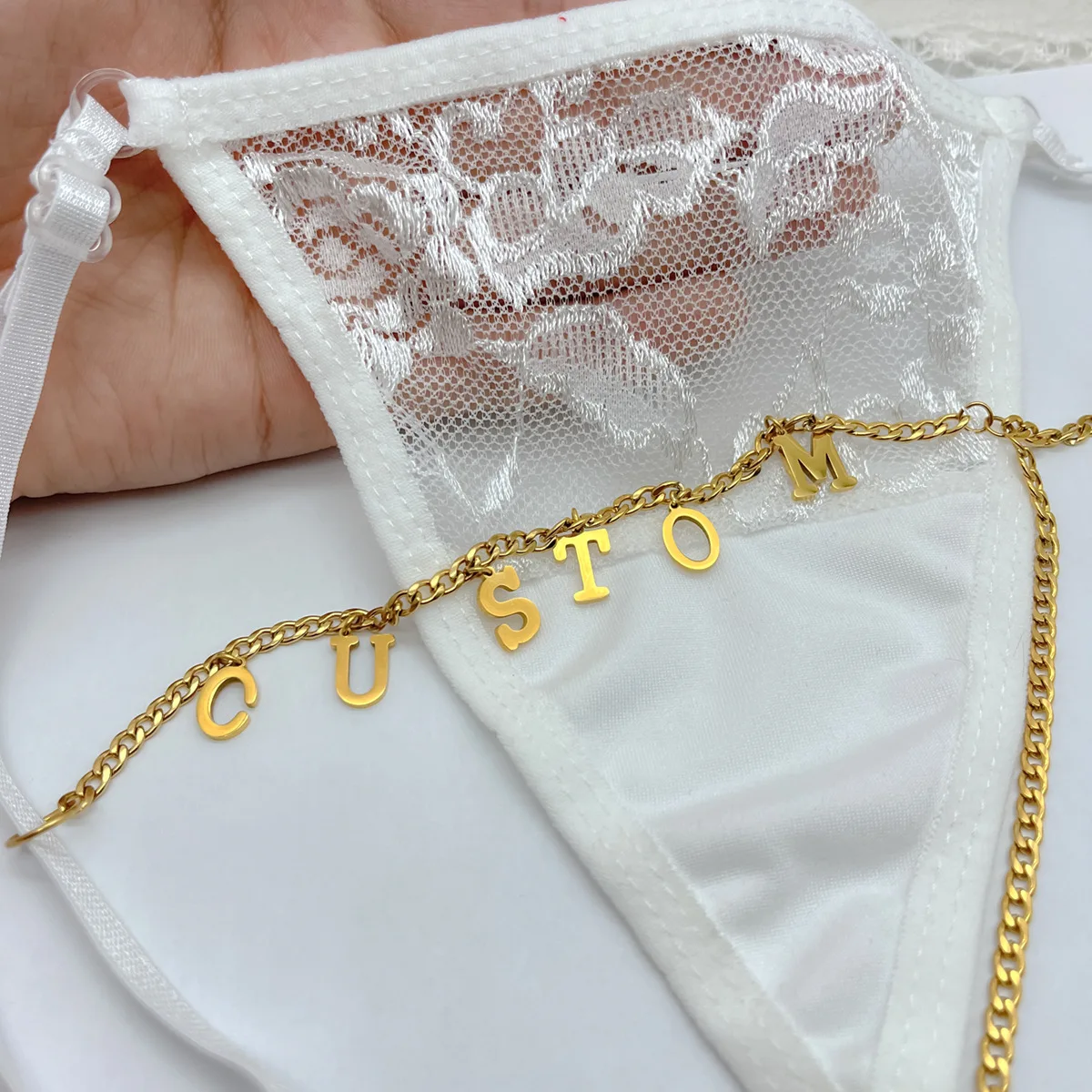 Gaby New Thongs Belly Jewelry With Letter Dangle Bikini Waist Chain