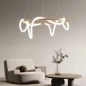 Zhongshan Restaurant Art Acrylic Flexible Tube Led Decorative Pendant Lighting Luxury Lamps Modern Rope Chandelier