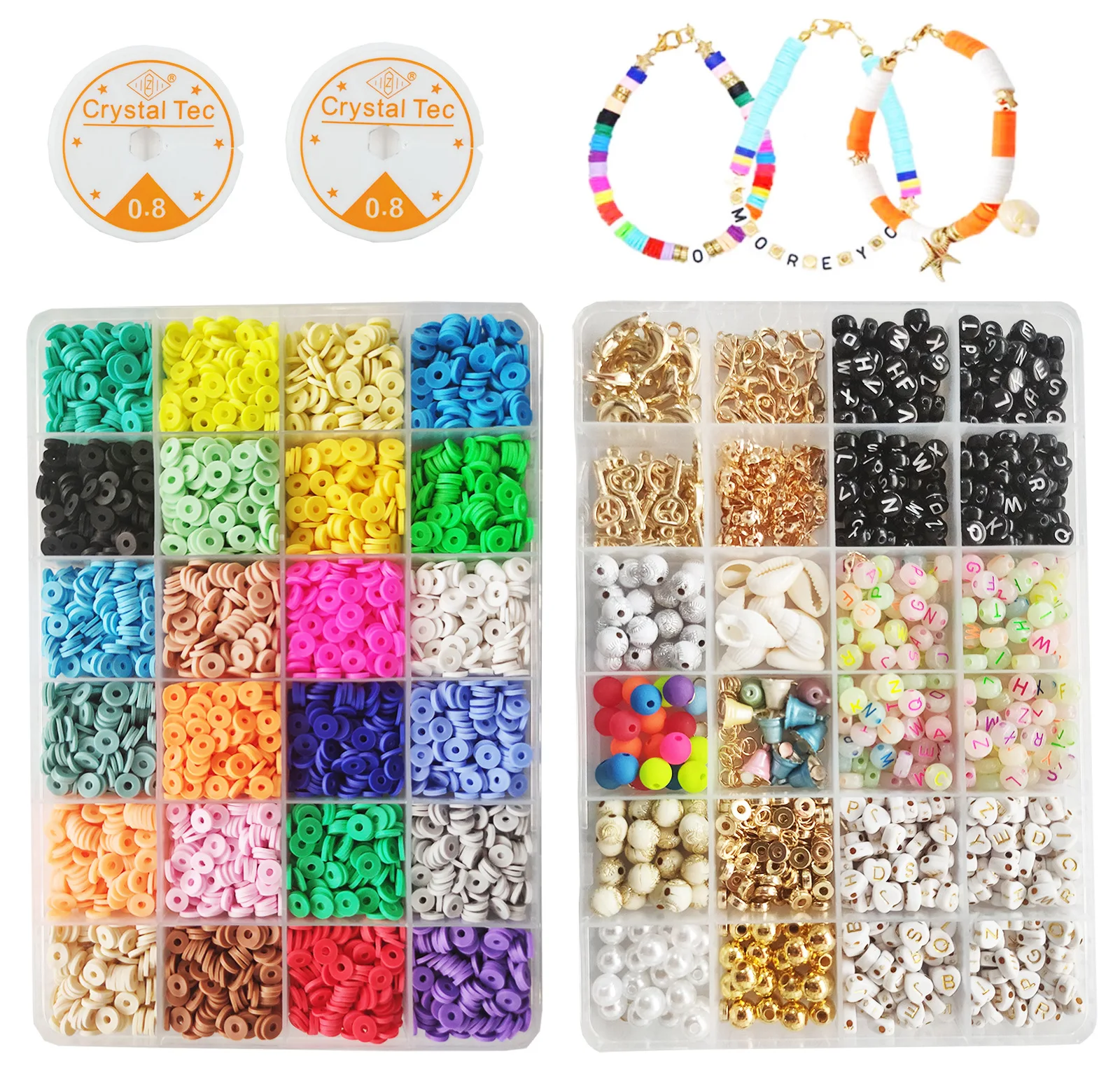 Suhome 5000 Pcs 20 Colors 6mm Flat Round Polymer Clay Spacer Beads for Jewelry Making, Handmade Loose Spacer Beads, Bracelets Necklace Earring DIY