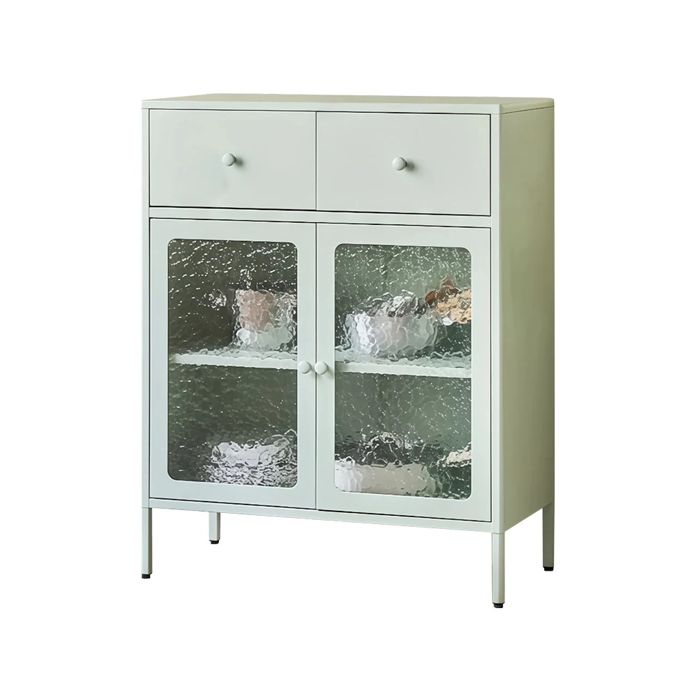Buffet Sideboard Cabinet with 2 Drawers and Glass Door, Wine Bar for Kitchen, Living Room, Modern Kitchen Storage
