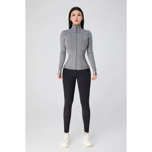Chinese Factory Price Women Zip Jacket Set Zip up Jogger Ribbed 2-Piece Set Ribbed Yoga Set