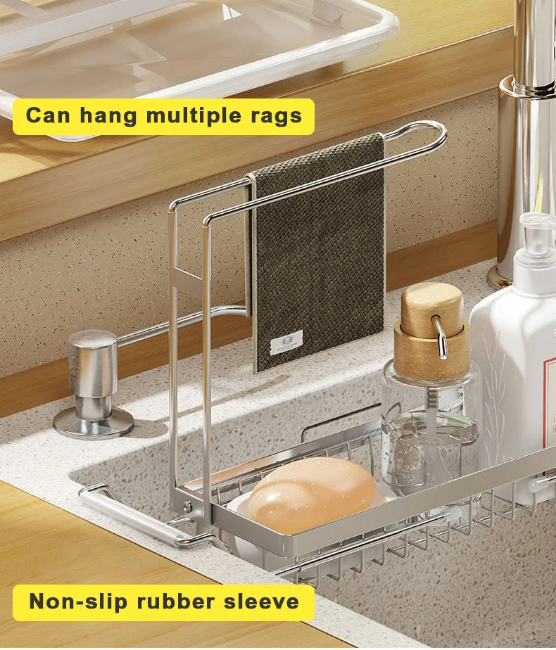 Kitchen Stainless Steel Expandable Telescopic Sink Dish Sponge Brush