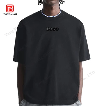 Custom Luxury Men's Oversized T-Shirt 100% Cotton Heavyweight Drop Shoulder Boxy Design with Logo
