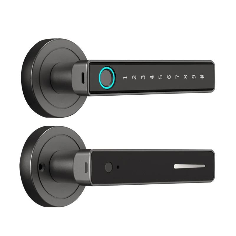 Double Latch High Quality Hardware Smart Fingerprint Digital Key Number Electronics Bedroom Home Wood Door Lock