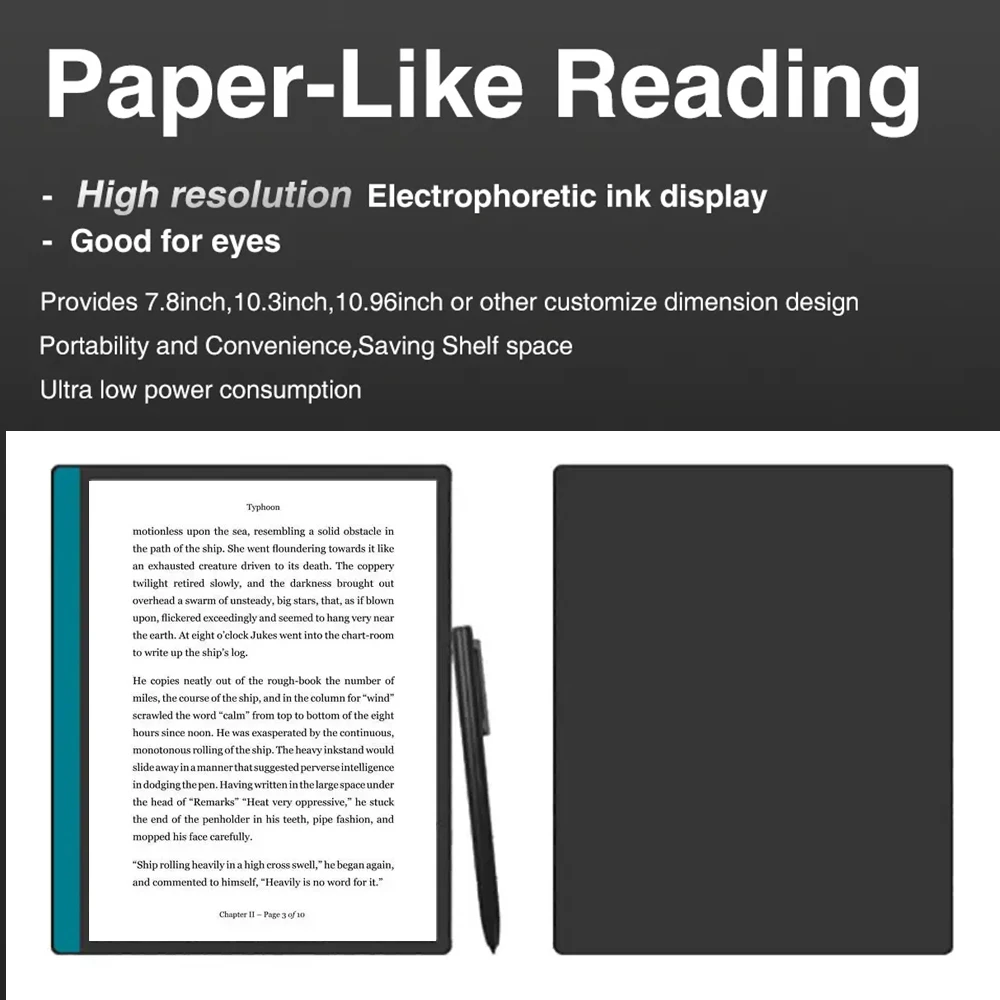 e ink display circular custom factory 10.1 inch e-ink monitor laptop Ebook Reader E Ink Display Android system Eink Paper Tablet