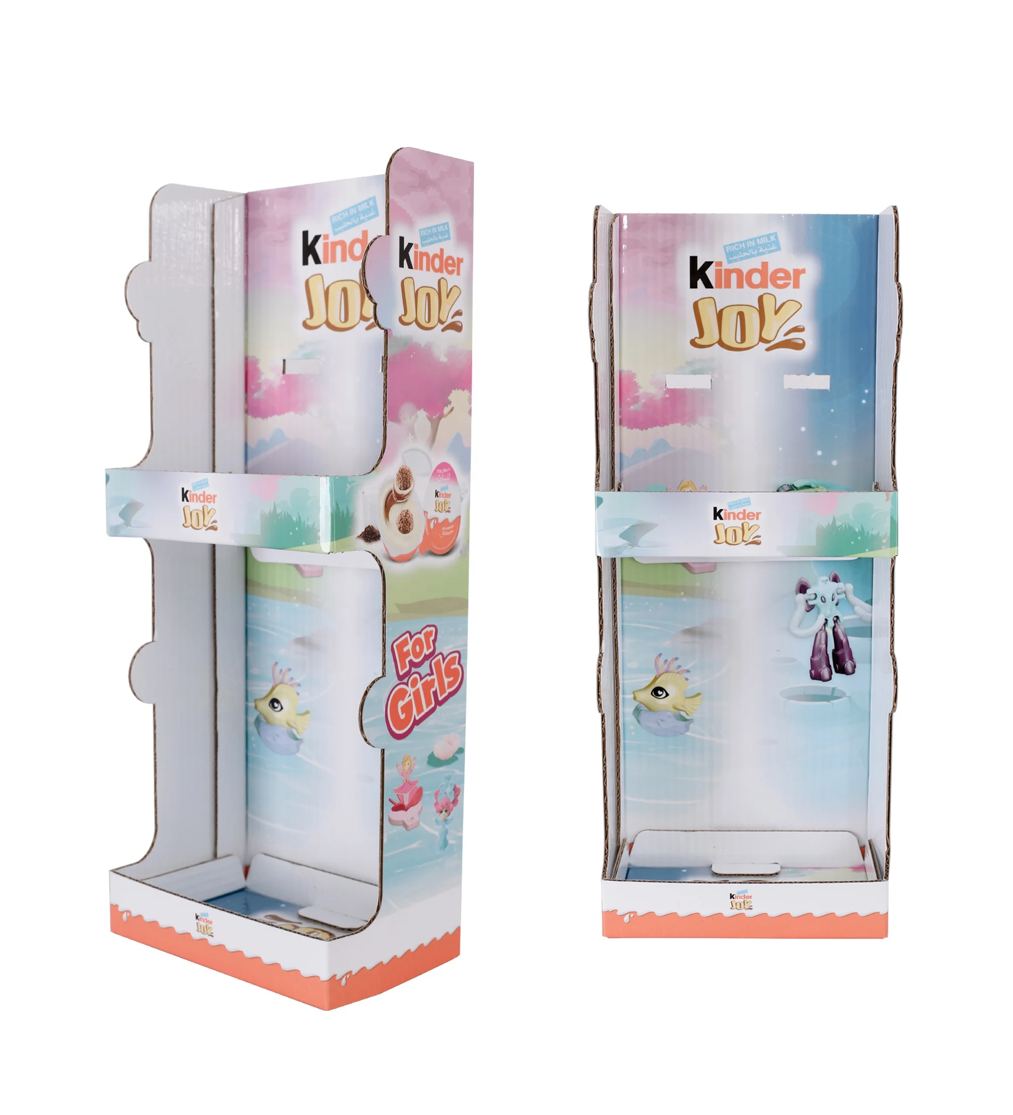 Cardboard Display Stand for Promotion of Chocolate Kinder Joy for Girls