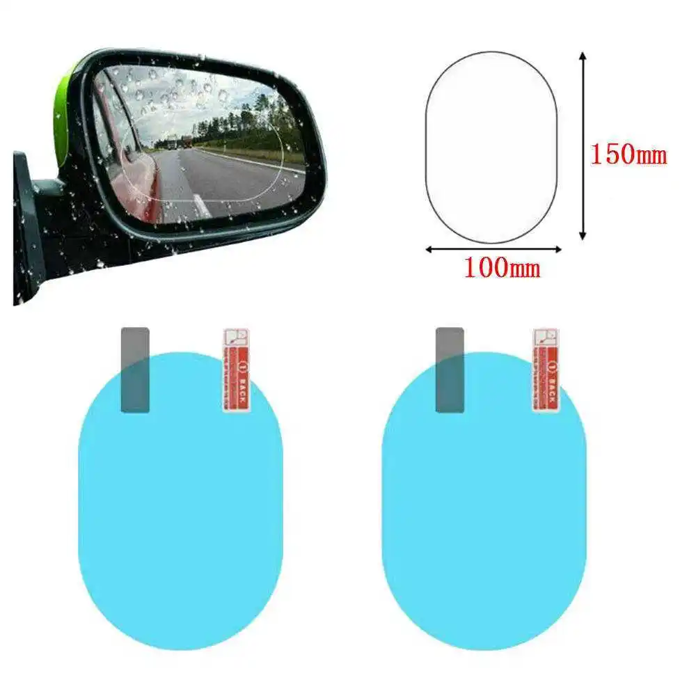 4Pc Car Rearview Mirror Glass Film Waterproof Anti-Fog RainProof Window Membrane 