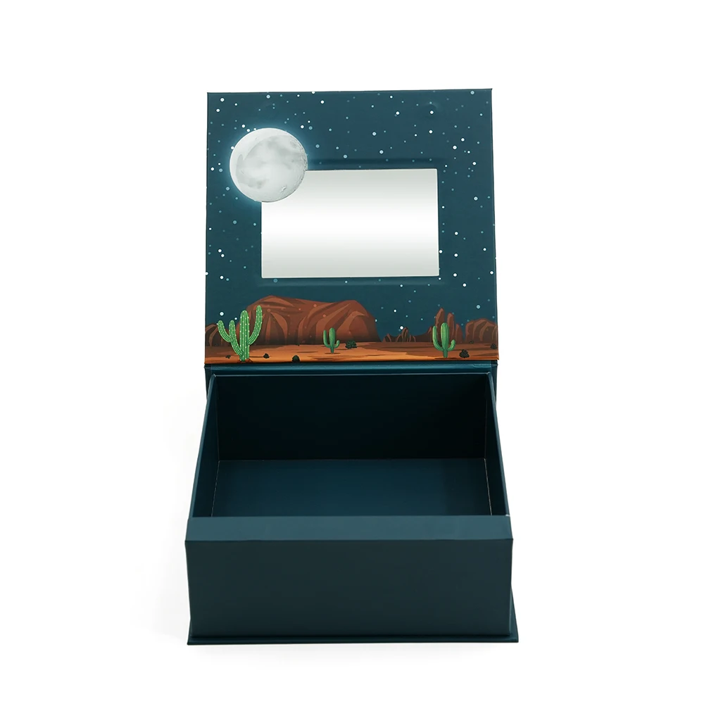 Personalized Book Type Rigid Optical Lens Box Packaging Paper Contact Lenses Case Packing Boxes with Mirror
